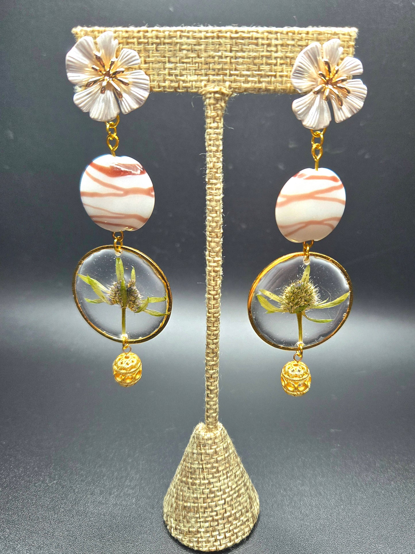 Long dangle earrings.