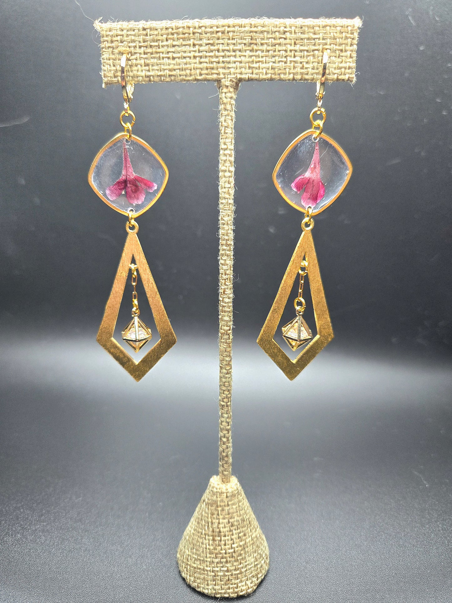 Long dangle earrings with crystal detail