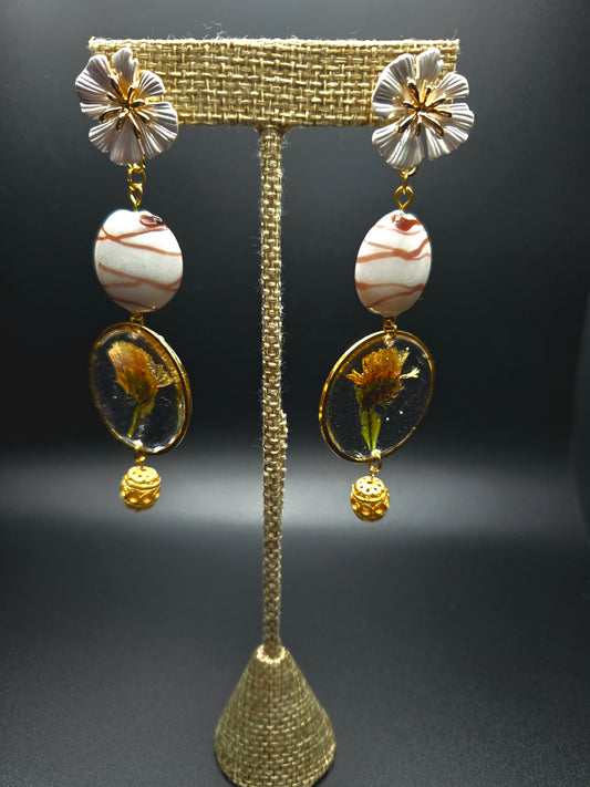 Long dangle earrings.